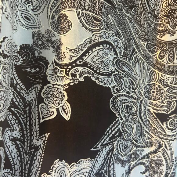 IMAN Easywear Pants SZ LG Brown Gold Trim Paisley Slinky Wide Leg Elastic Waist - Picture 9 of 10